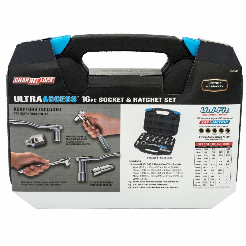 16 PC. PASS-THRU UNI-FIT® SOCKET SET