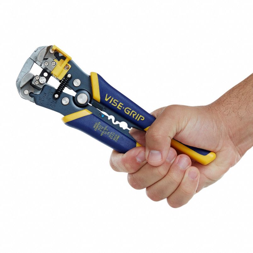 a man using Self-Adjusting Wire Stripper